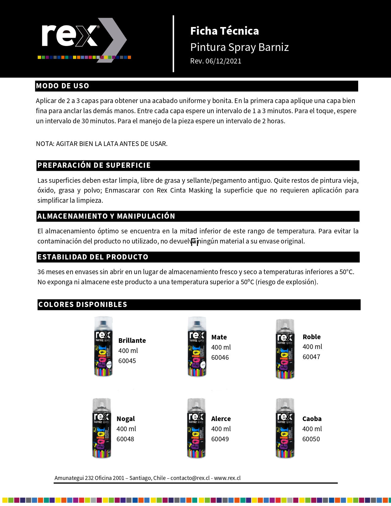 Spray Barniz Colores - REX Adhesivos